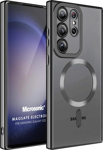 Microsonic Samsung Galaxy S23 Ultra Kılıf MagSafe Luxury Electroplate Siyah