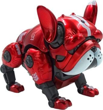 Pop Şeker Havlayan, Işıklı Ve Ayarlanabilir Oyuncak Robot Metal Köpek 12Cm. Kırmızı