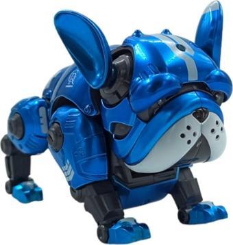 Pop Şeker Havlayan, Işıklı Ve Ayarlanabilir Oyuncak Robot Metal Köpek 12Cm. Mavi