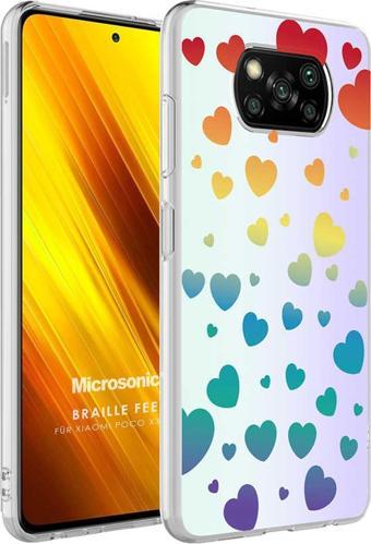 Microsonic Xiaomi Poco X3 NFC Braille Feel Desenli Kılıf Heart