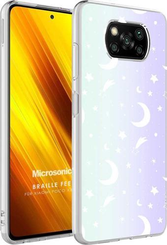 Microsonic Xiaomi Poco X3 NFC Braille Feel Desenli Kılıf Moon