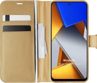 Microsonic Xiaomi Poco M4 Pro 4G Kılıf Delux Leather Wallet Gold