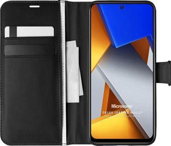 Microsonic Xiaomi Poco M4 Pro 4G Kılıf Delux Leather Wallet Siyah