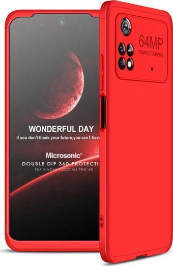 Microsonic Xiaomi Poco M4 Pro 4G Kılıf Double Dip 360 Protective Kırmızı