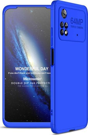 Microsonic Xiaomi Poco M4 Pro 4G Kılıf Double Dip 360 Protective Mavi