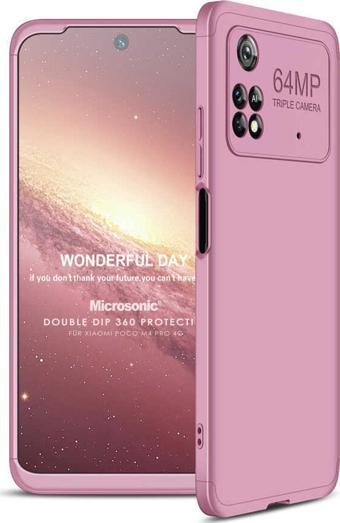 Microsonic Xiaomi Poco M4 Pro 4G Kılıf Double Dip 360 Protective Rose Gold