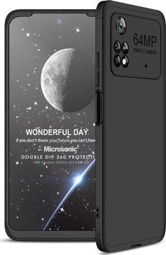 Microsonic Xiaomi Poco M4 Pro 4G Kılıf Double Dip 360 Protective Siyah