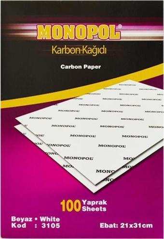 Monopol A4 Karbon Kağıdı Beyaz 3105 (100 Lü Paket)