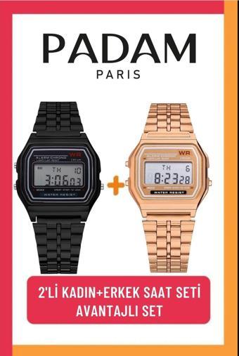 Padam Paris Retro 2'li Unisex Kol Saati Seti (Çiftler için hediye seti) PDMS279