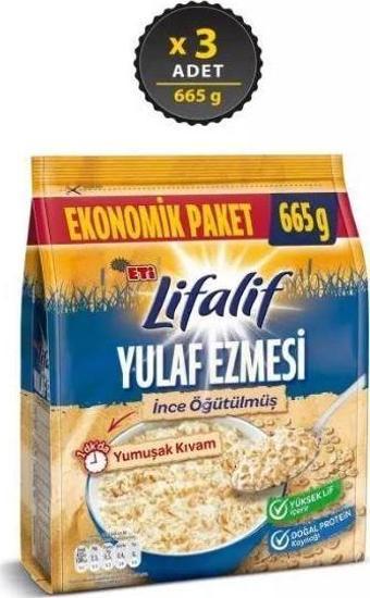 Eti Lifalif İnce Öğütülmüş Yulaf Ezmes 665 g X 3 Adet