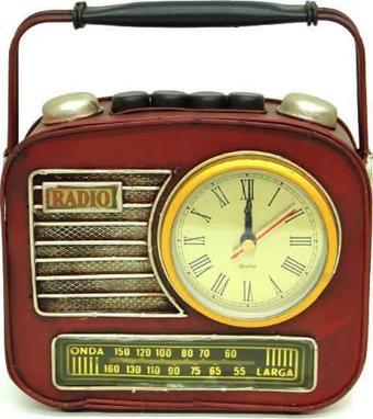 Dekoratif Metal Radyo Saatli Kumbara Vintage Biblo Hediyelik