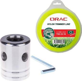 Orac 3.30 mm 46 mt.Altı Köşe Sarı Tırpan Misinası + Tırpan Örümcek Başlık (ALYANLI)