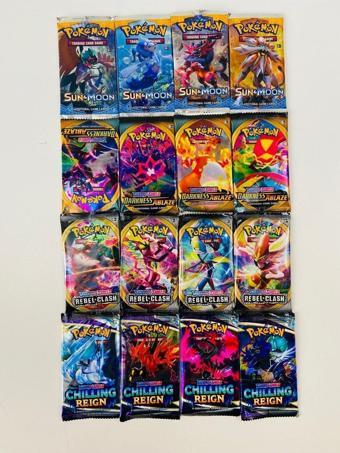 Abetto Market Pokemon Oyun Kartı 16 Paket Bir Arada 4 Seri Pokemon Kart