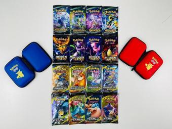 Abetto Market Pokemon Oyun Kartı 4 Set Bir Arada 16 Paket Ve 2 Adet Pokemon Kart Koruma Çantası