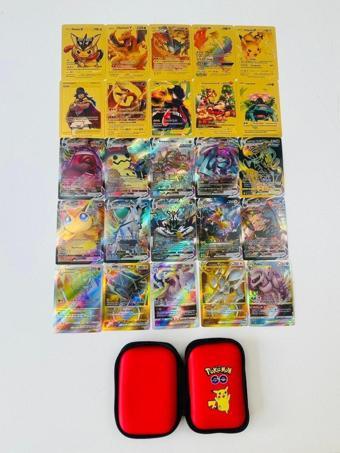 Abetto Market Pokemon Özel Seri V-star,v-max & Gold Kart Seri Bir Arada 25 Adet Kart Ve Taşıma Çantası