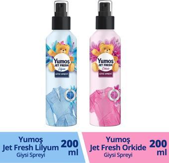 Yumoş Jet Fresh Giysi Spreyi Lilyum 200 ml 1 Adet + Jet Fresh Giysi Spreyi Orkide 200 ml 1 Adet