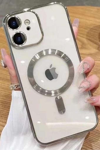 Abetto Market Magsafe Iphone 11 Uyumlu Lens Korumalı Lazer Kesim Metalik Renk (Kablosuz Şarj Özellikli)