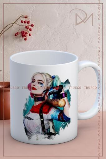 Baskılı Kupa Bardak Seramik Mug - Sulu Boya Harley Quinn