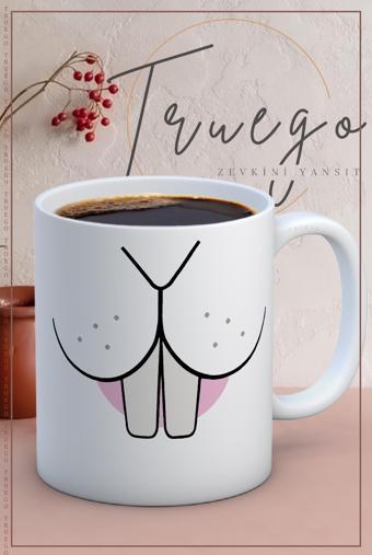 Baskılı Kupa Bardak Seramik Mug - Tavşan Diş