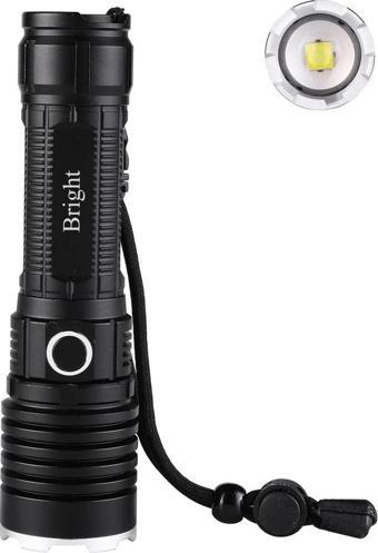 Bright Ght-5761 Xp90 Led 3 Mod Zoomlu Yağmur Suyu Geçirmez Şarjlı El Feneri