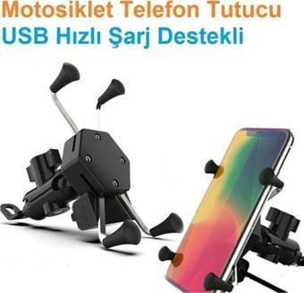 Usb Şarjlı Ayna Bağlantılı Motosiklet Telefon Tutucu Motor Tutacağı