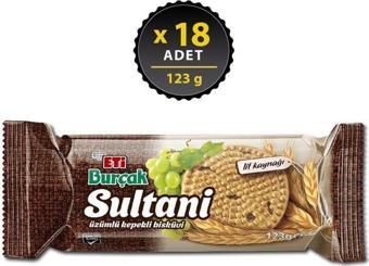 Burçak Sultani Üzümlü Kepekli Bisküvi 123 gr x 18 Adet