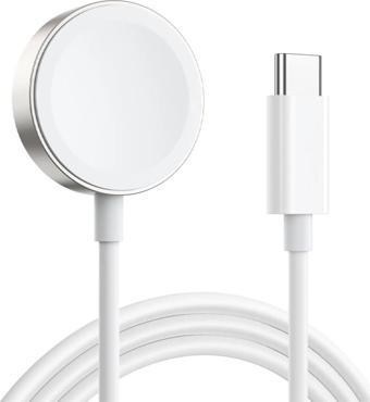Microsonic Apple Watch SE 2022 40mm Masaüstü Manyetik Hızlı Şarj Aygıtı - Type-C Kablosu Beyaz
