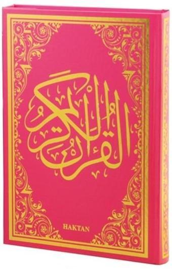 Kuranı Kerim Renkli Gül Desenli Pembe Cilt Sesli-Orta Boy - Haktan Yayınları