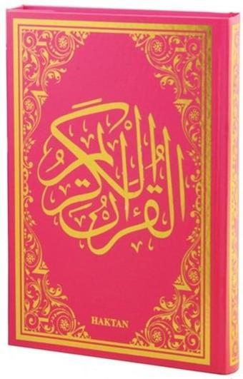 Kuranı Kerim Renkli Gül Desenli Pembe Cilt Sesli-Rahle Boy - Haktan Yayınları