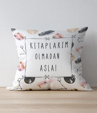 Bcoverart Kırlent Kılıfı Kitaplarım Olmadan Asla