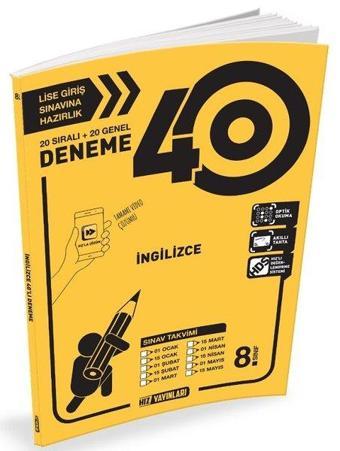 8.Sınıf İngilizce 40 Deneme - Hız Yayınları