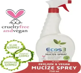 Ecos3 Ekolojik ve Vegan Mucize Sprey Tüm Yüzeyler İçin 750 ml