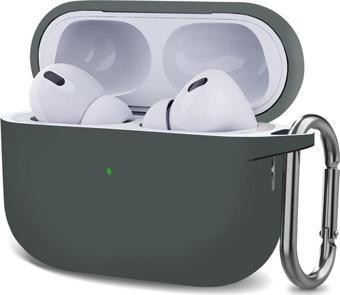 Microsonic AirPods Pro 2.Nesil Kılıf Askılı Mat Silikon Koyu Gri
