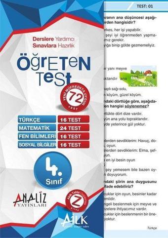 4.Sınıf Öğreten Yaprak Test - Kolektif  - Analiz Yayınları