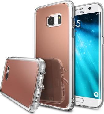 Ringke Mirror Fusion Galaxy S7 Edge ile Uyumlu Aynalı Kılıf Rose Gold