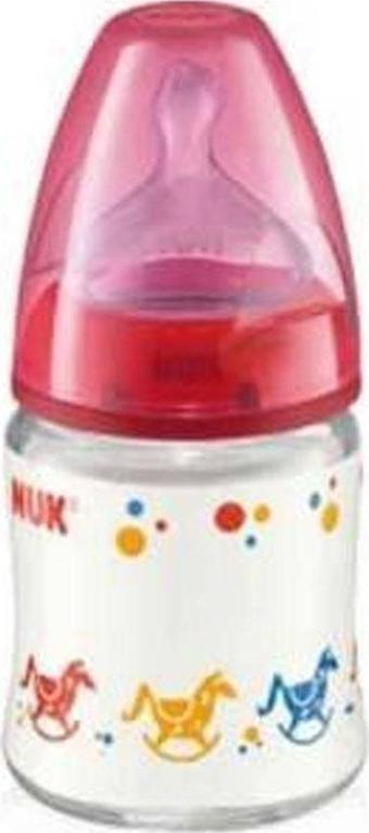 NUK First Choice Silikon Emzikli Cam Biberon 120 Ml - Kırmızı