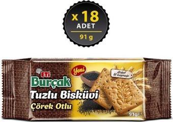 Burçak Çörek Otlu Tuzlu Bisküvi 91 gr x 18 Adet