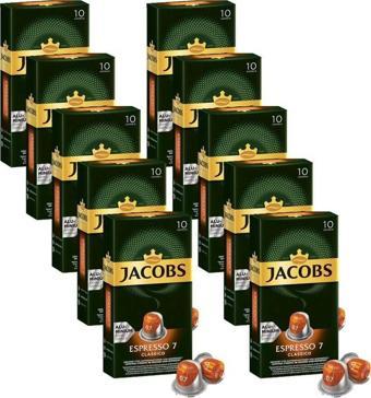 Jacobs Espresso 7 Classico Nespresso Uyumlu Alüminyum Kapsül Kahve 10 Adet X 10 Paket