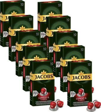 Jacobs Lungo 6 Classic Nespresso Uyumlu Alüminyum Kapsül Kahve 10 Adet X 10 Paket