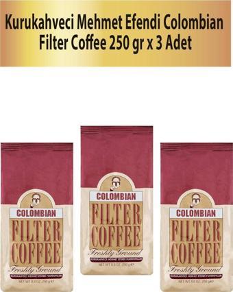 Kurukahveci Mehmet Efendi Colombian Filtre Kahve 250 gr x 3 Adet