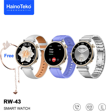 Haino Teko Rw-43 Gerçek Amoled Ekran Android iOS Harmonyos Uyumlu 3 Kordonlu Bileklik Hediyeli Akıllı Saat Gümüş