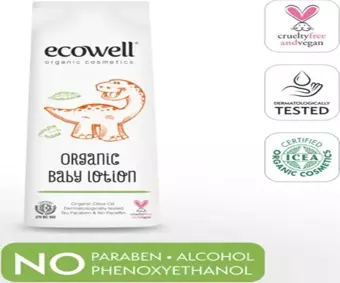 Ecowell Bebek Yüz ve Vücut Losyonu Organik & Vegan Nemlendirici Bebe Kremi Parabensiz 300 ml