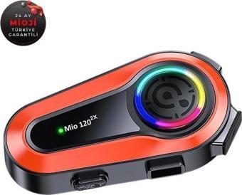 Mioji Mio 120 2x RGB 1000mAh IPX6 1500m 2 Kişilik Kask Intercom Motosiklet Bluetooth Kulaklık