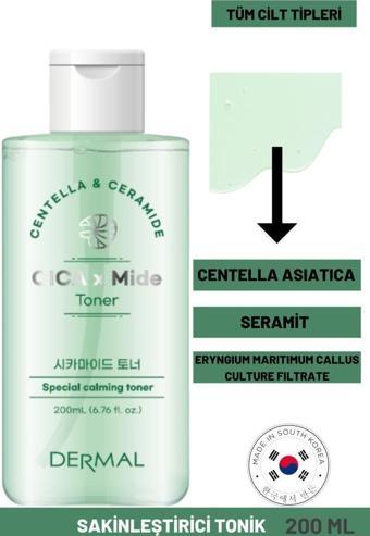 Dermal CICA x Mide Toner Centella Asiatica ve Seramid Özlü Sakinleştirici Tonik 200 ML 