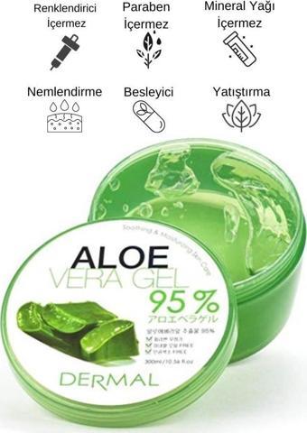 DERMAL Nemlendirici, Yatıştırıcı, Tazeleyici Aloe Vera Jel %95 300 ml