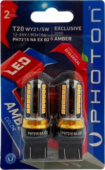 Photon T20 W21/5W AMBER EXCLUSIVE 12V-24V LED (2'Lİ BLİSTER)