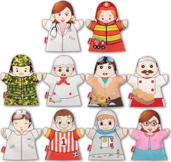 10 Parça Tox Meslekler El Kukla Set , Eğitici Oyuncak