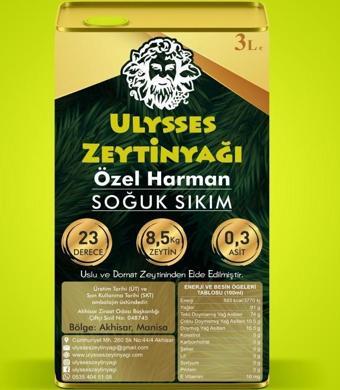 Ulysses Özel Harman-Soğuk Sıkım Zeytinyağı (3 litre)