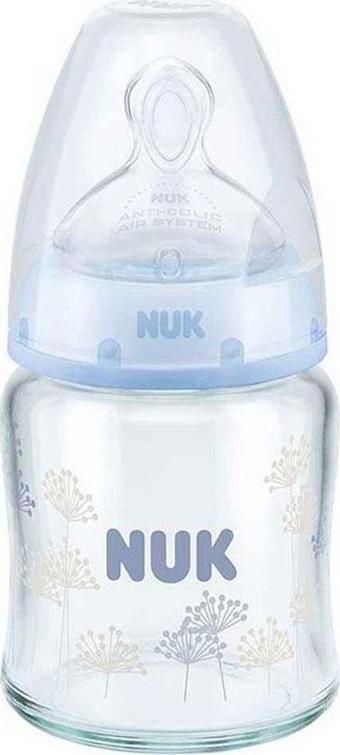 Nuk First Choice Plus 0-6 Ay Cam Biberon 120 ml - Açık Mavi