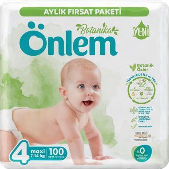 Önlem Botanika 4 Numara Maxi Bebek Bezi Fırsat Paketi 100 Adet (7-14 kg)